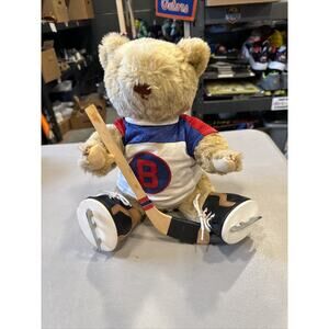 1985 Vintage Gorham Bear Ice Skater plush bear hockey player toy (15" standing)